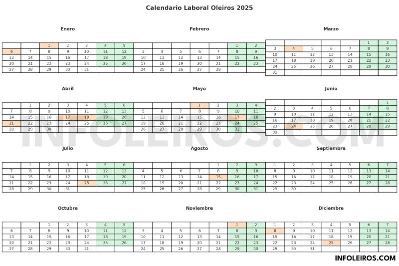 Calendario Laboral Oleiros 2025